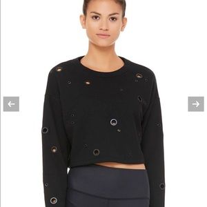 Alo Cadence Pullover Black NWT Sz Large🖤